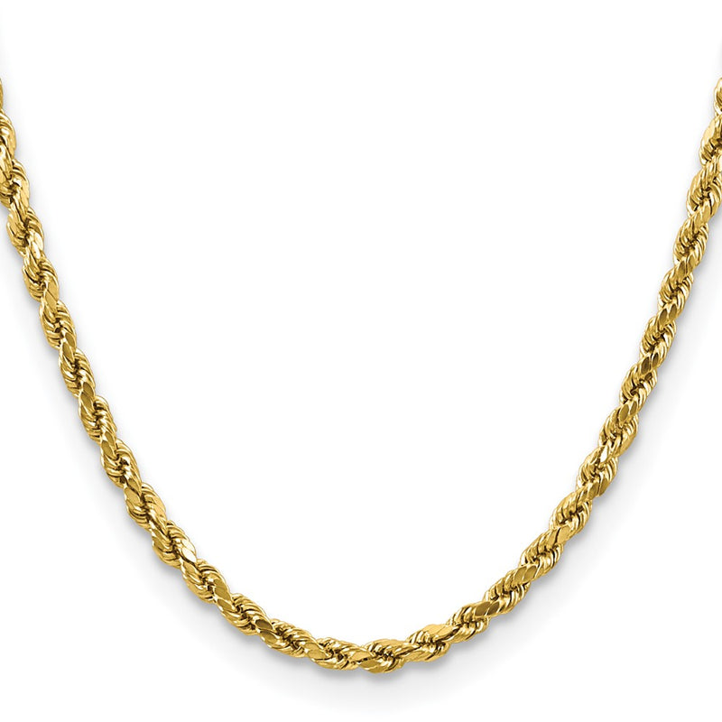 14K Yellow Gold 20 inch 4mm Semi Solid Diamond-cut Rope with Lobster Clasp Chain Necklace