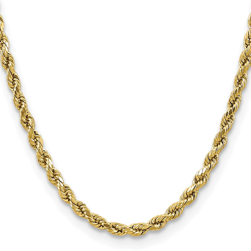 14K Yellow Gold 20 Inch 4.9mm Semi Solid Diamond-Cut Rope With Lobster Clasp Chain Necklace