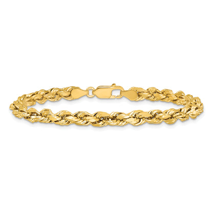 14k Yellow Gold 7 inch 4.9mm Semi Solid Diamond-cut Rope with Lobster Clasp Chain