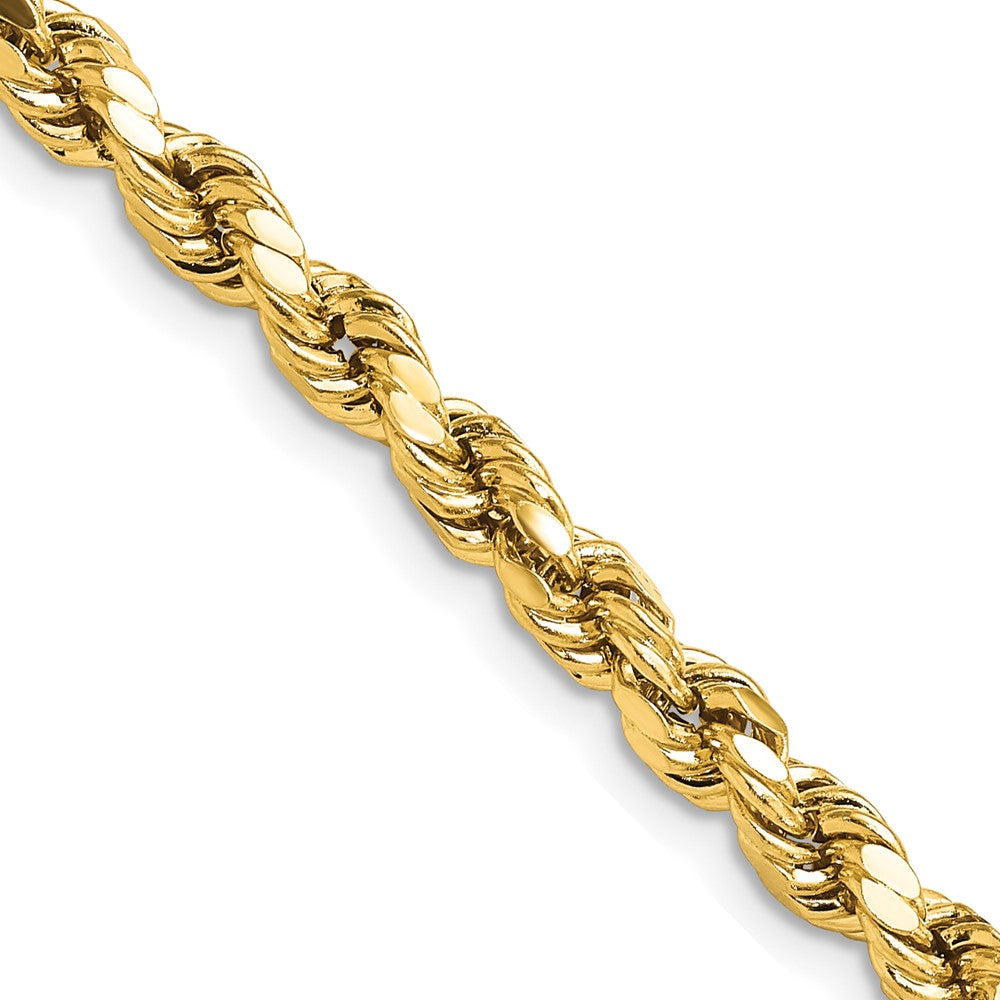 14K Yellow Gold 16 Inch 4.9mm Semi Solid Diamond-Cut Rope With Lobster Clasp Chain Necklace