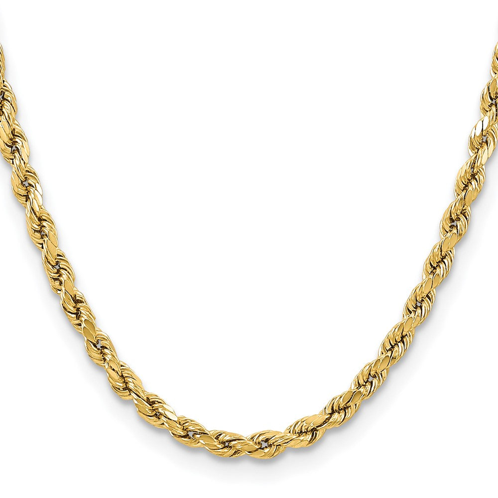 14K Yellow Gold 20 Inch 5.5mm Semi Solid Diamond-Cut Rope With Lobster Clasp Chain Necklace