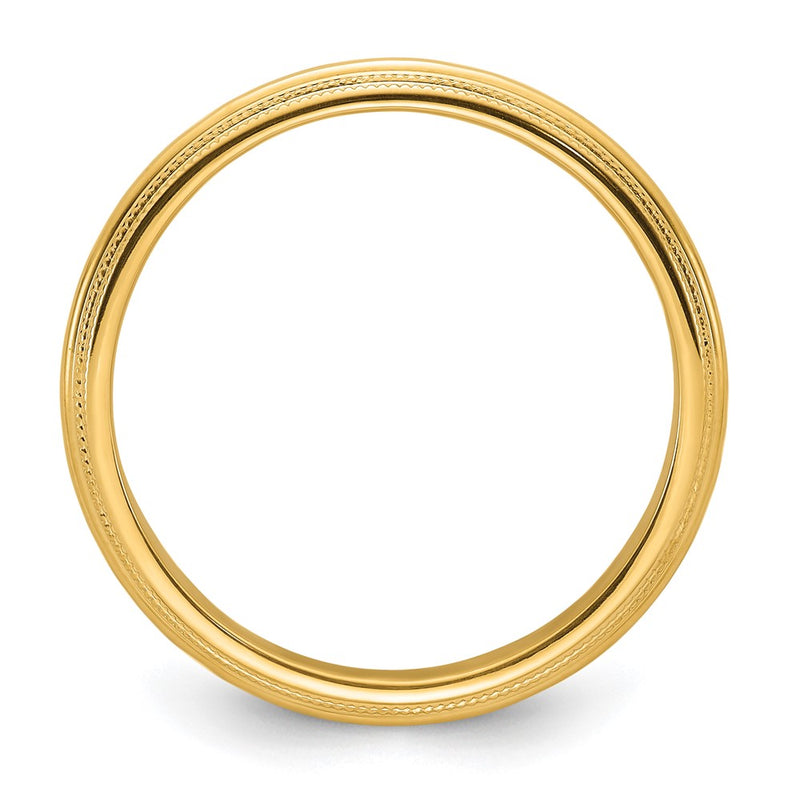 14k Yellow Gold 5mm Double Milgrain Comfort Fit Wedding Band Ring