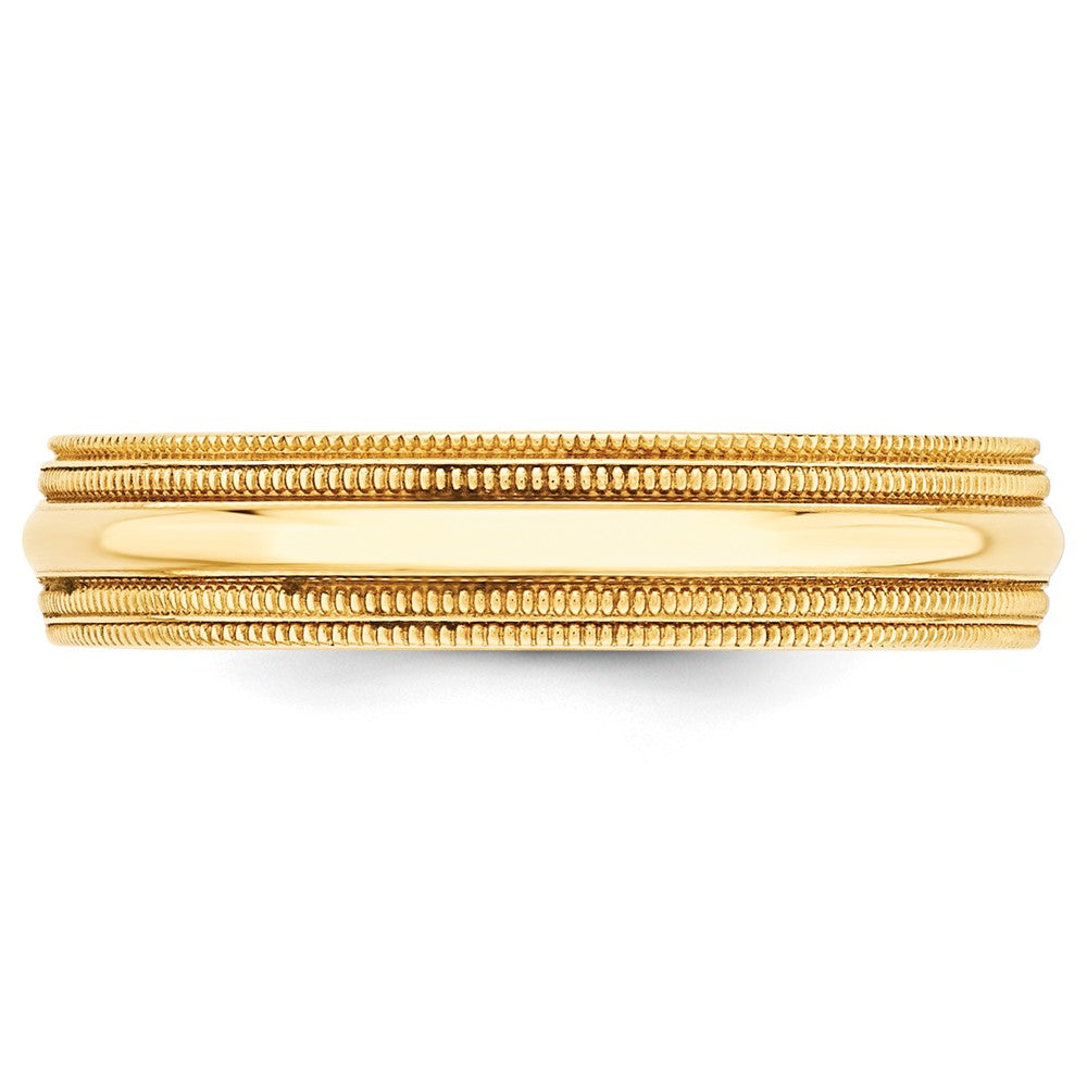 18k Yellow Gold 5mm Double Milgrain Comfort Fit Wedding Band Ring
