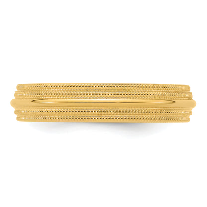 Solid 14K Yellow Gold 5mm Double Milgrain Comfort Fit Men's/Women's Wedding Band Ring Size 7.5