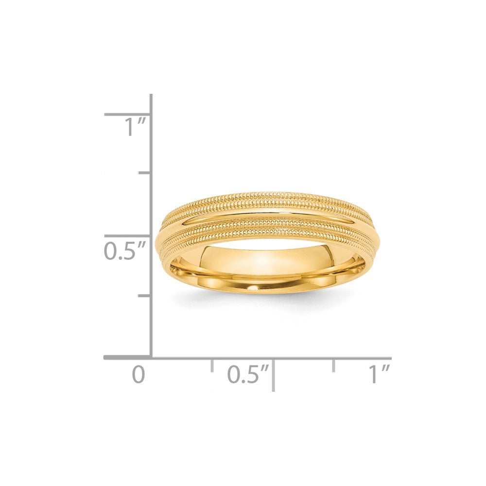 18k Yellow Gold 5mm Double Milgrain Comfort Fit Wedding Band Ring