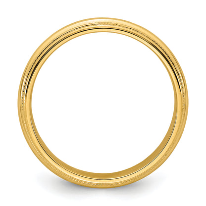 Solid 14K Yellow Gold 6mm Double Milgrain Comfort Fit Men's/Women's Wedding Band Ring Size 10
