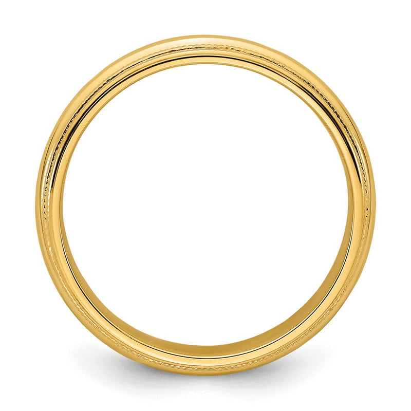 18k Yellow Gold 6mm Double Milgrain Comfort Fit Wedding Band Ring
