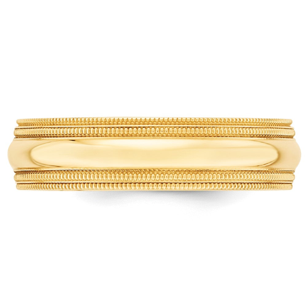 18k Yellow Gold 6mm Double Milgrain Comfort Fit Wedding Band Ring