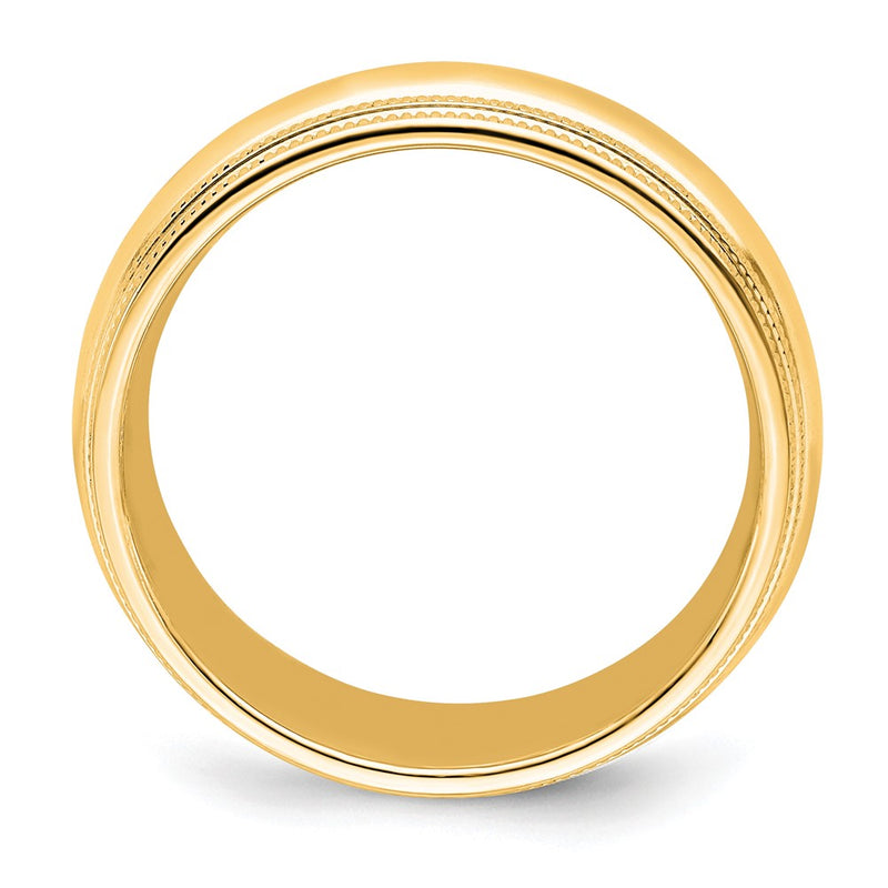 14k Yellow Gold 7mm Double Milgrain Comfort Fit Wedding Band Ring