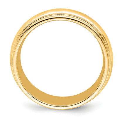 Solid 14K Yellow Gold 7mm Double Milgrain Comfort Fit Men's/Women's Wedding Band Ring Size 10