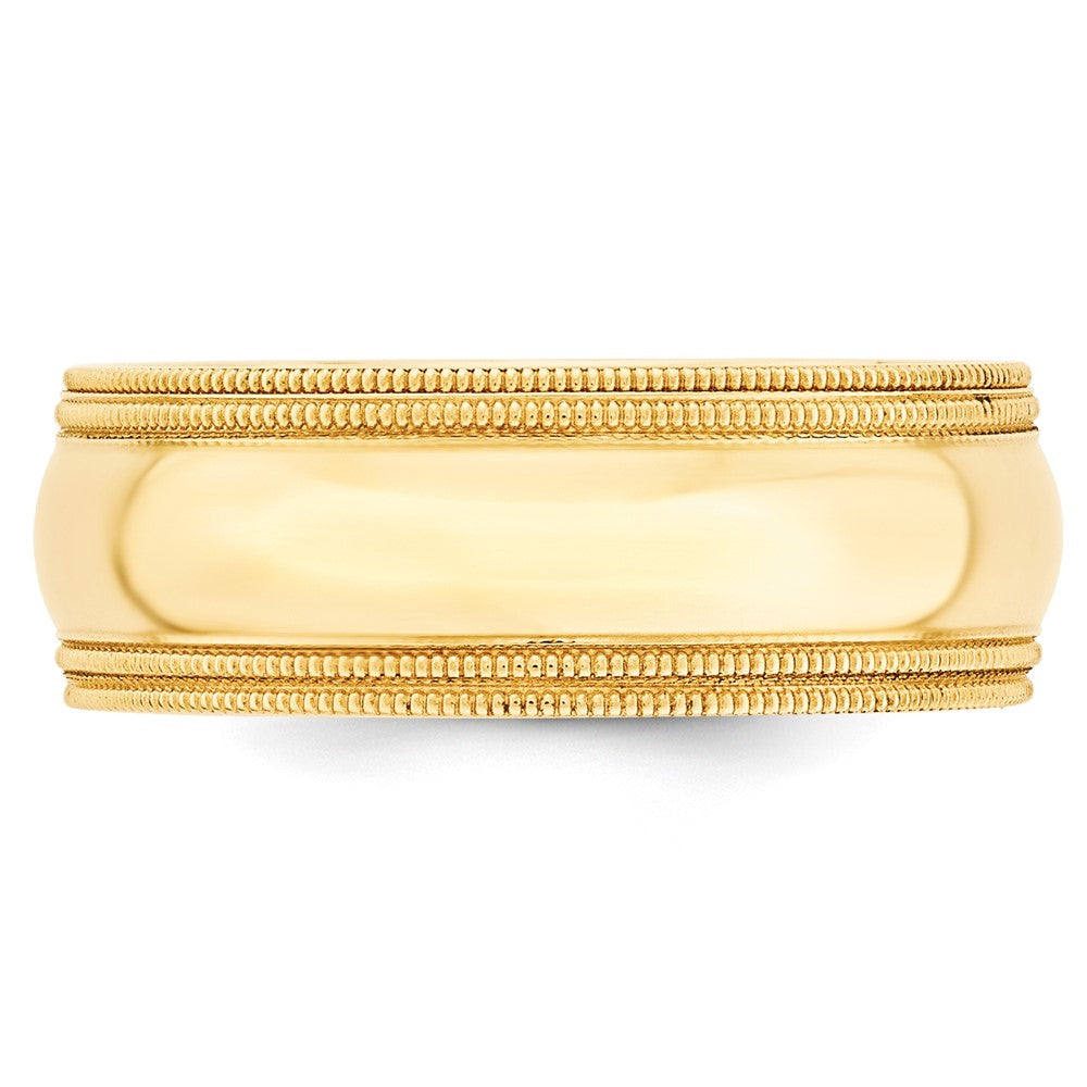 18k Yellow Gold 8mm Double Milgrain Comfort Fit Wedding Band Ring