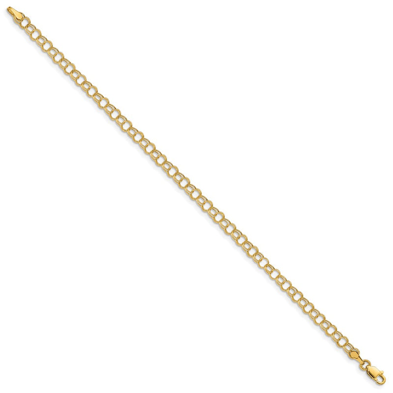7 Inch 14K Hollow Double Link Charm Bracelet