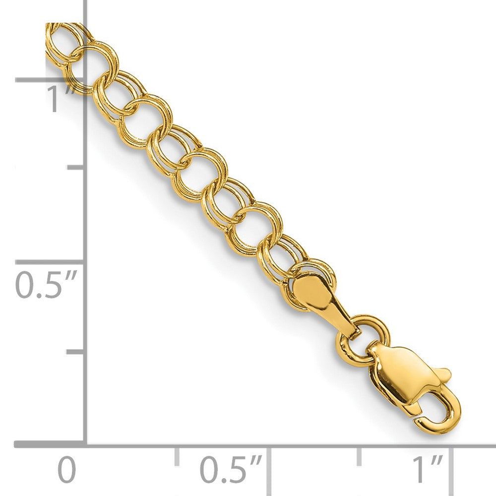 7 Inch 14K Hollow Double Link Charm Bracelet