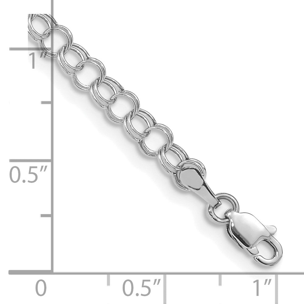 14K White Gold Hollow Double Link Charm Bracelet