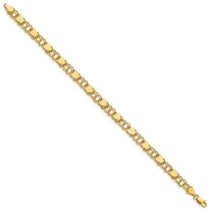 8 Inch 14K Double Link With Hearts Charm Bracelet