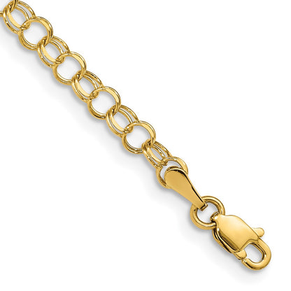 7 Inch 14Ky Solid Double Link Charm Bracelet
