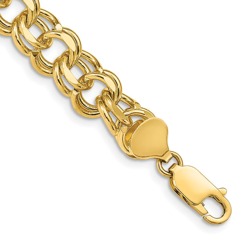 8 Inch 14K Double Link Charm Bracelet