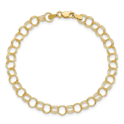 8 Inch 14K Solid Triple Link Charm Bracelet