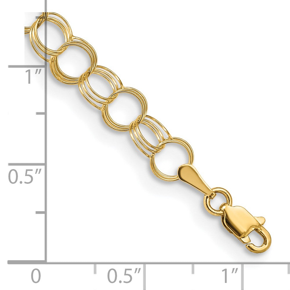 8 Inch 14K Solid Triple Link Charm Bracelet