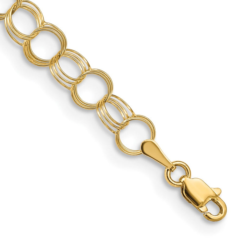7 Inch 14K Solid Triple Link Charm Bracelet