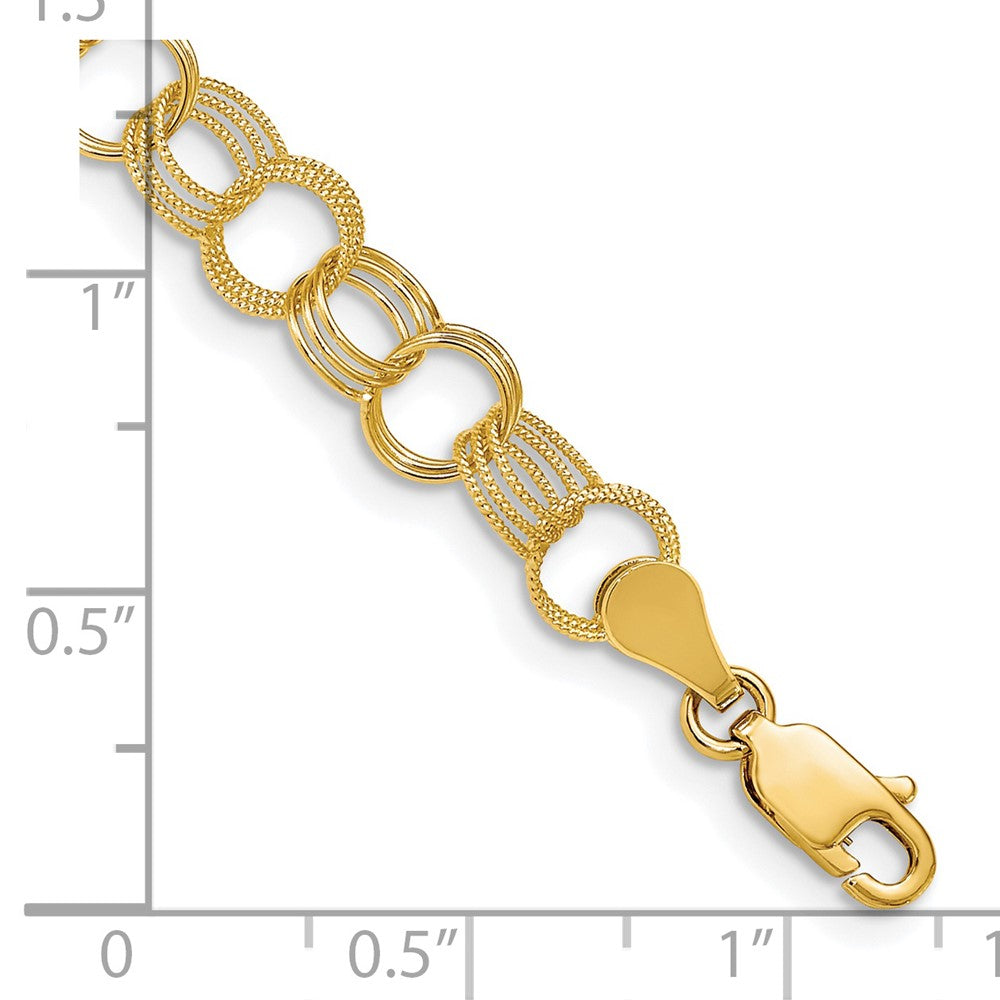 8 Inch 14K Solid Triple Link Charm Bracelet