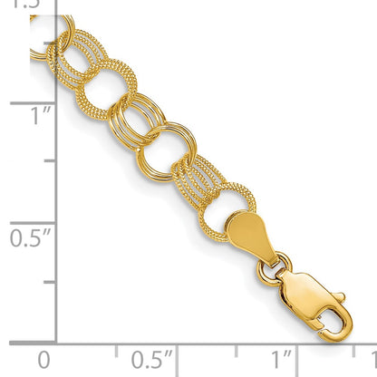 8 Inch 14K Solid Triple Link Charm Bracelet