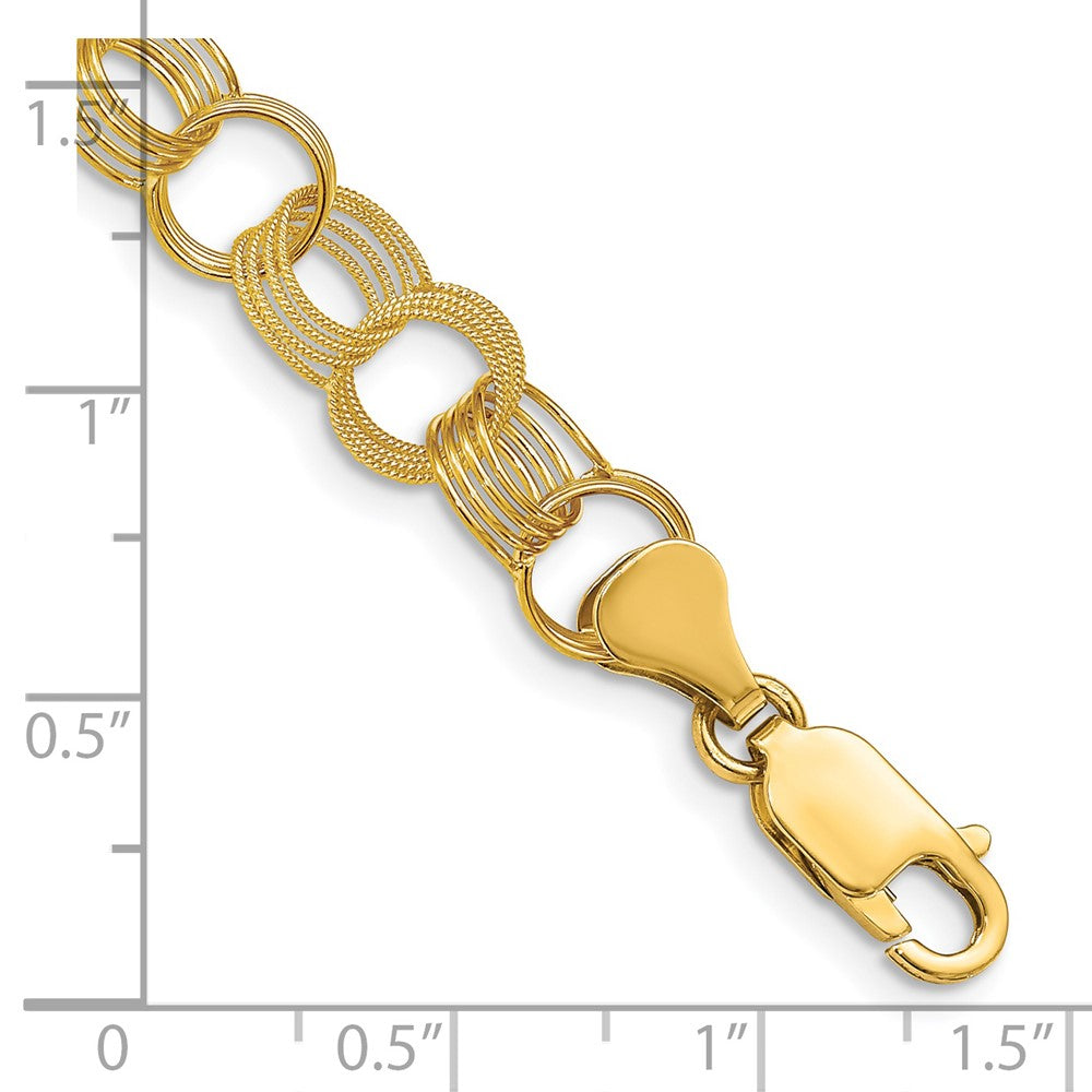 7 Inch 14K Solid Triple Link Charm Bracelet