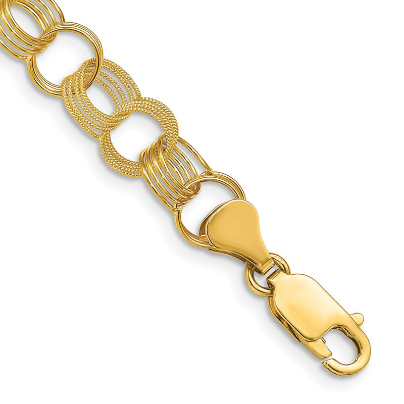 7 Inch 14K Solid Triple Link Charm Bracelet