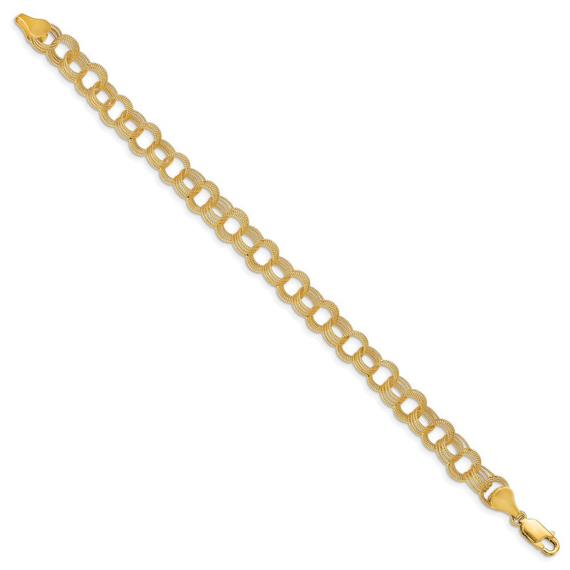 7 Inch 14K Solid Triple Link Charm Bracelet