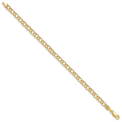 7 Inch 14K Hollow Double Link Charm Bracelet