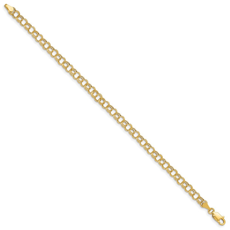 7 Inch 14K Hollow Double Link Charm Bracelet