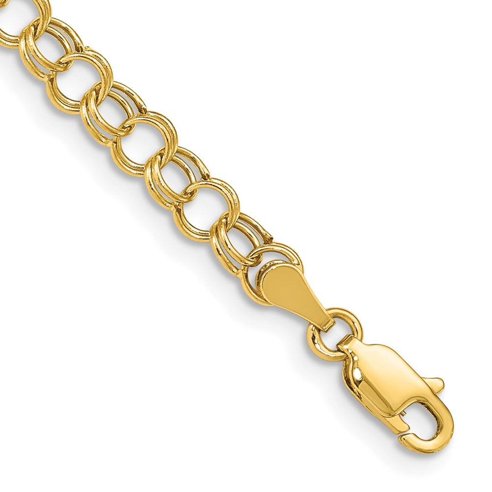 8 Inch 14K Hollow Double Link Charm Bracelet