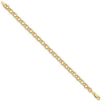 7 Inch 14K Hollow Double Link Charm Bracelet