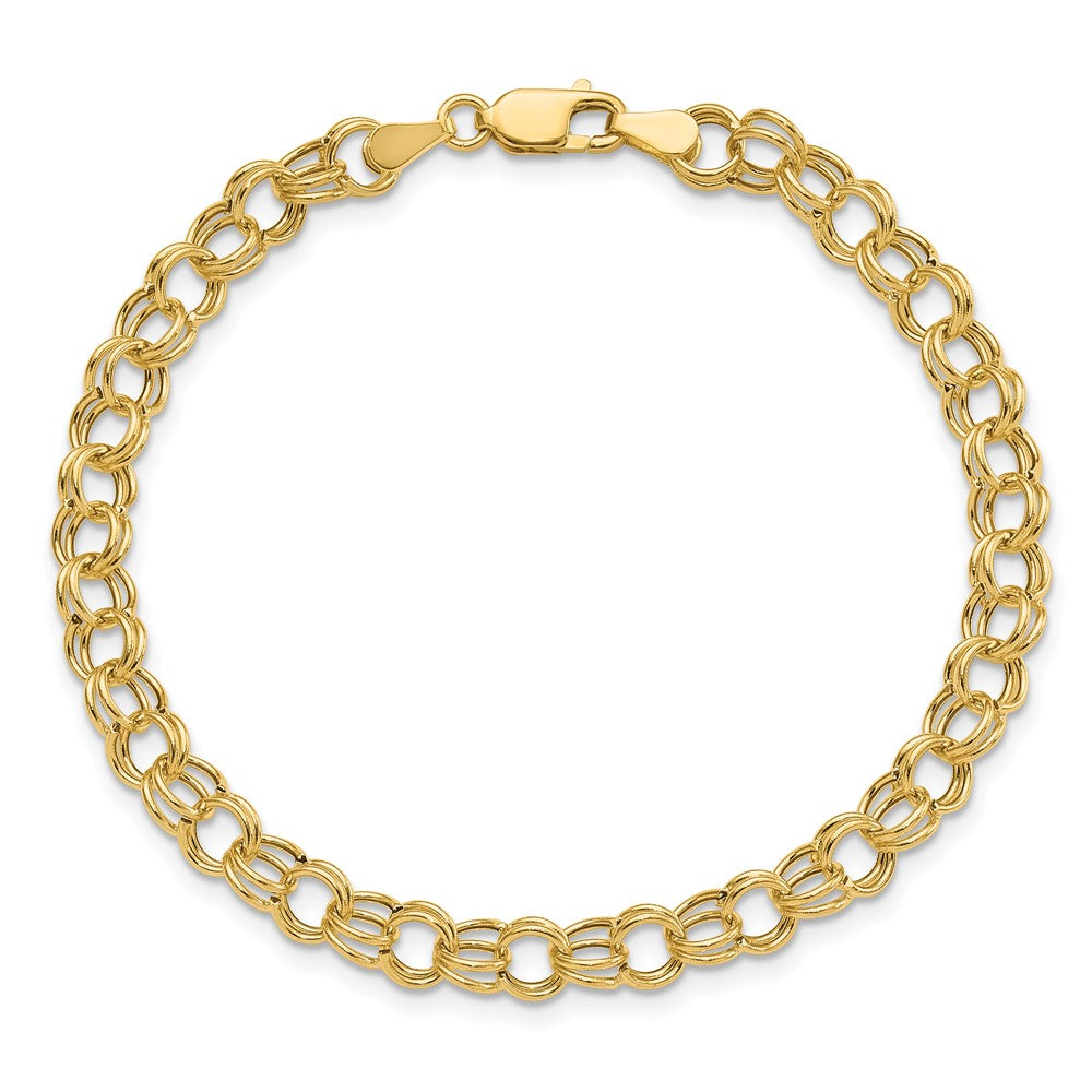 8 Inch 14K Hollow Double Link Charm Bracelet