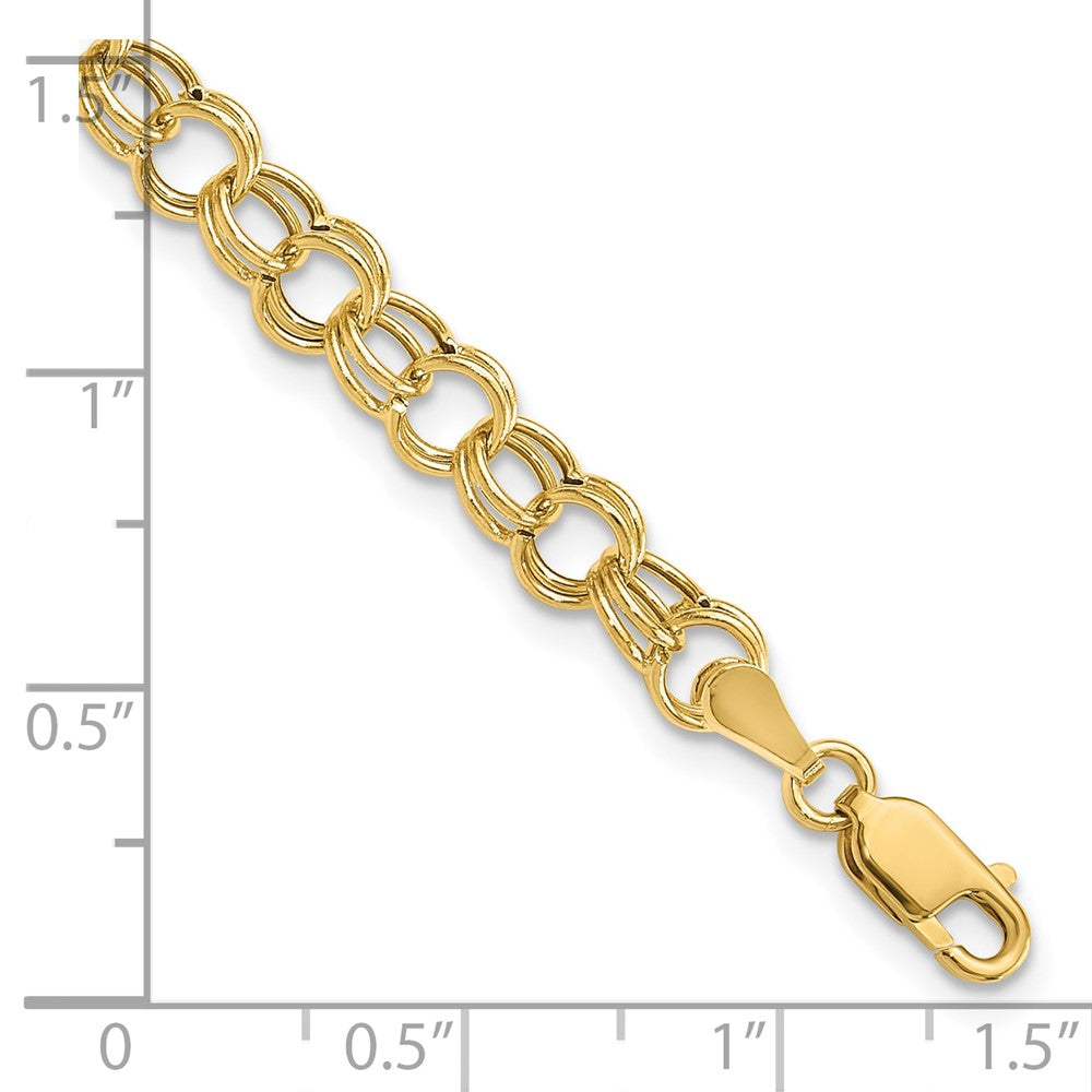 7 Inch 14K Hollow Double Link Charm Bracelet