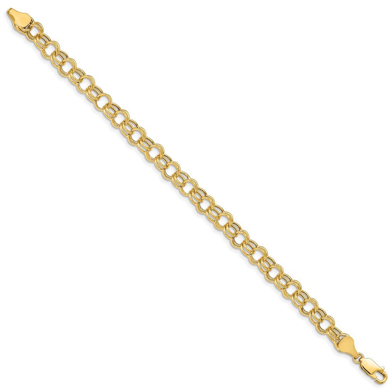 8 Inch 14K Hollow Double Link Charm Bracelet