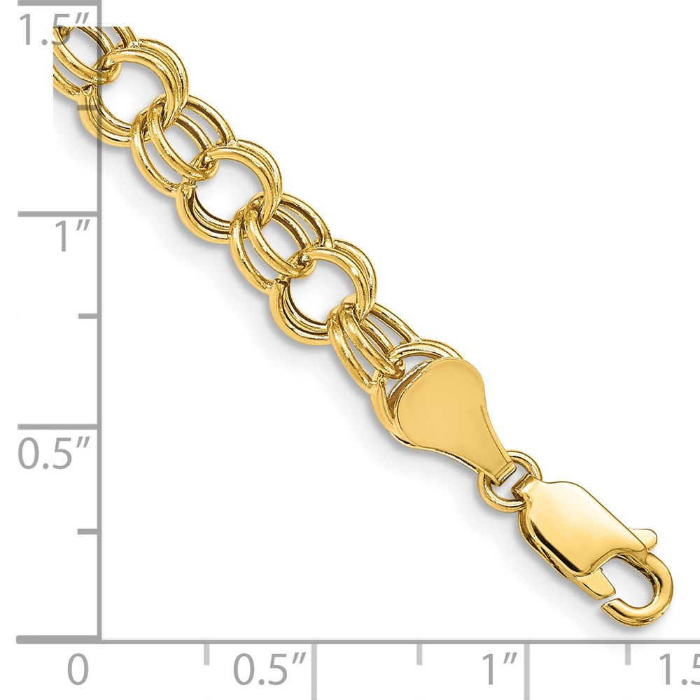 8 Inch 14K Hollow Double Link Charm Bracelet