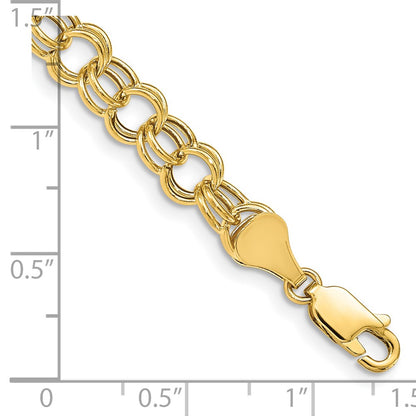 8 Inch 14K Hollow Double Link Charm Bracelet