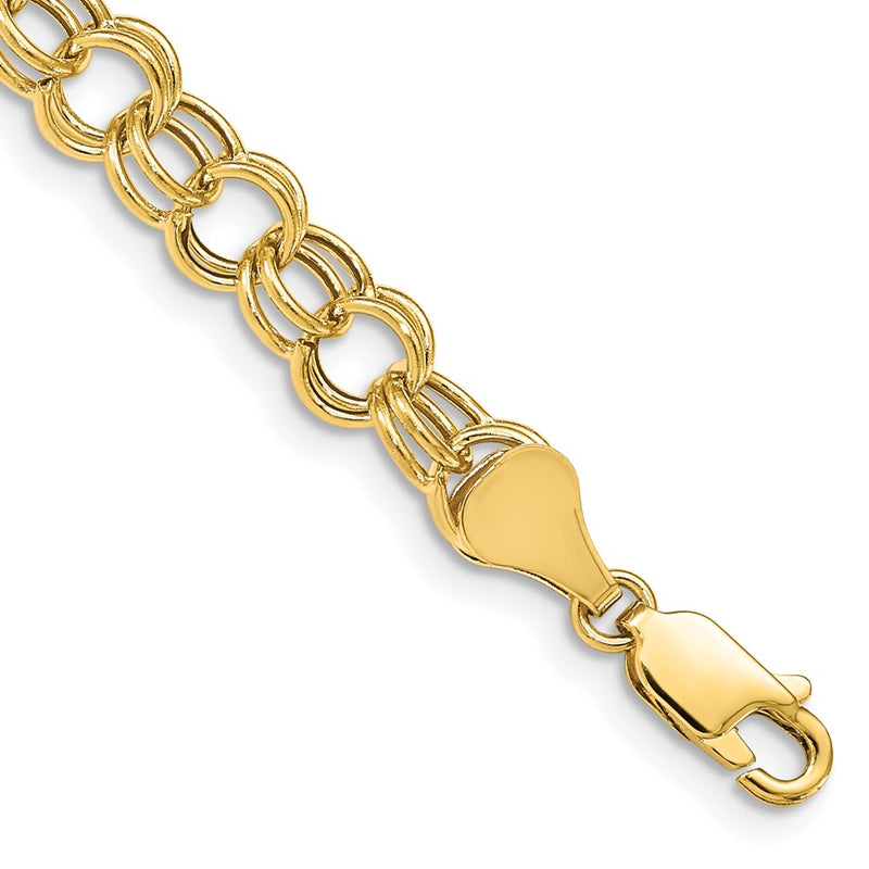 8 Inch 14K Hollow Double Link Charm Bracelet