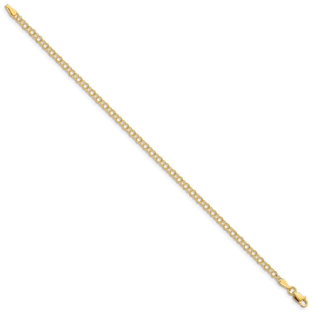 8 Inch 14K 3mm Solid Double Link Charm Bracelet