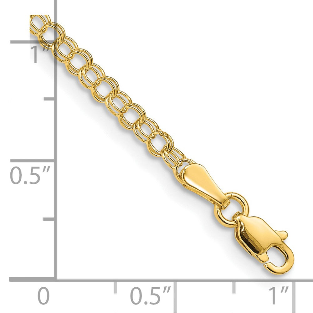 8 Inch 14K 3mm Solid Double Link Charm Bracelet