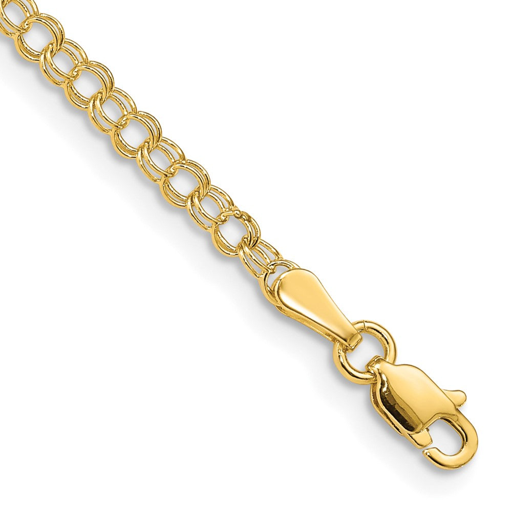 14k Yellow Gold 3mm Solid Double Link Charm Chain Anklet
