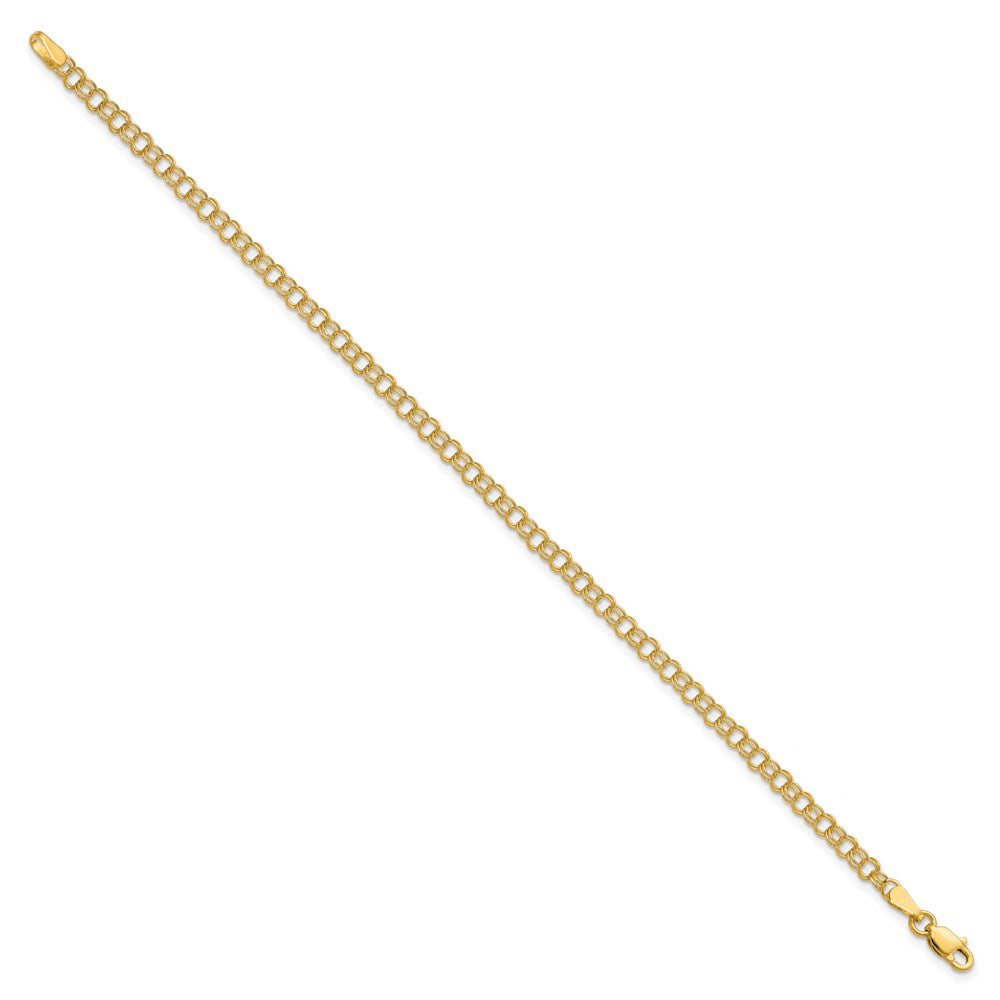 7 Inch 14K 3.5mm Solid Double Link Charm Bracelet