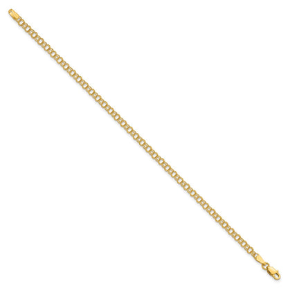 7 Inch 14K 3.5mm Solid Double Link Charm Bracelet