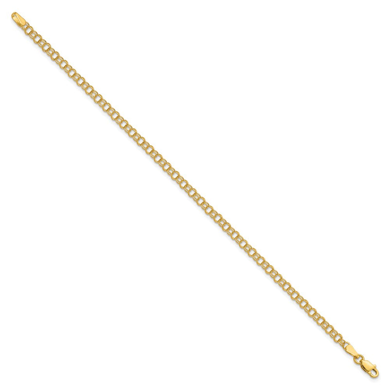 7 Inch 14K 3.5mm Solid Double Link Charm Bracelet