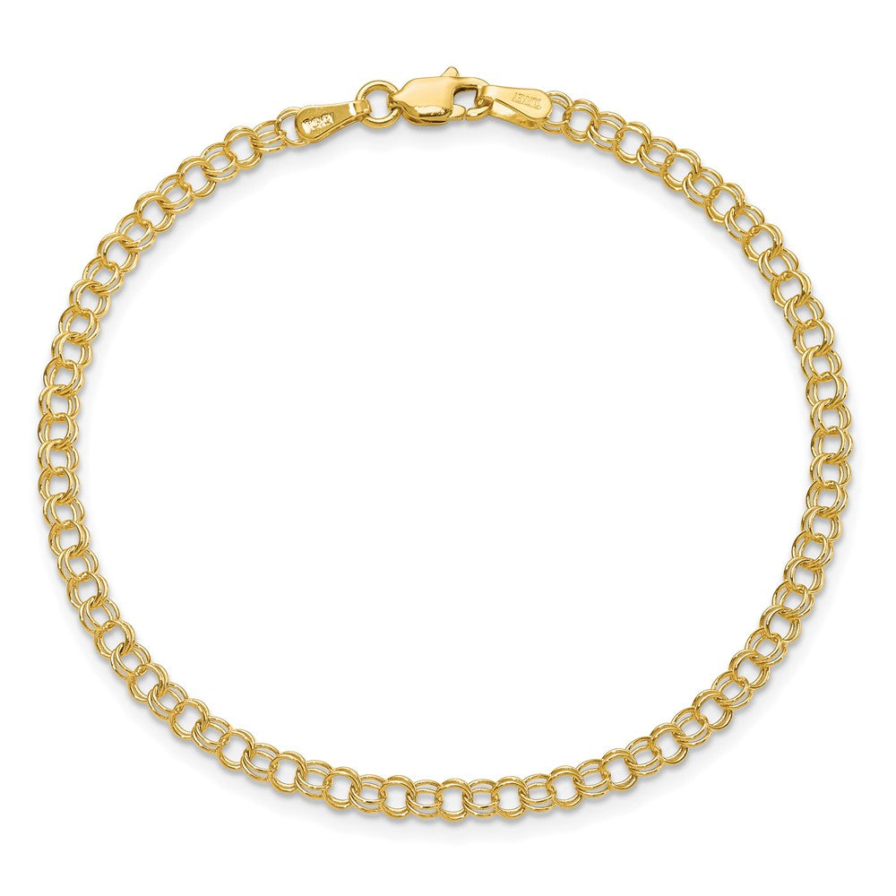 7 Inch 14K 3.5mm Solid Double Link Charm Bracelet