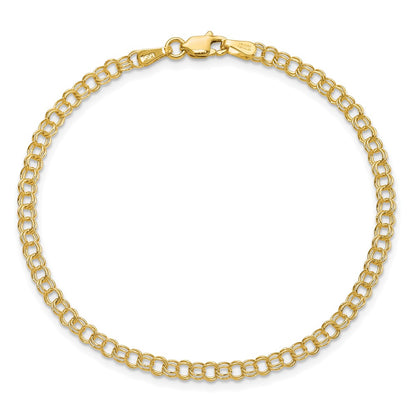 7 Inch 14K 3.5mm Solid Double Link Charm Bracelet