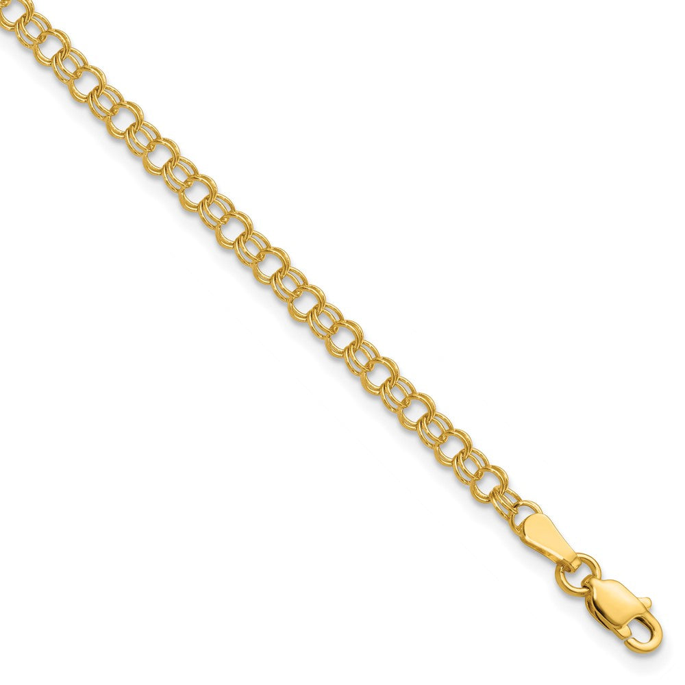 8 Inch 14K 3.5mm Solid Double Link Charm Bracelet