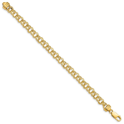 8 Inch 14K 8In 6.5mm Solid Double Link Charm Bracelet