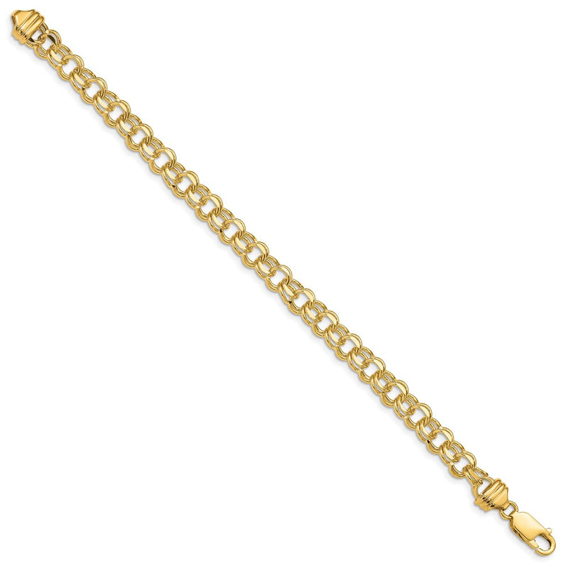 8 Inch 14K 8In 6.5mm Solid Double Link Charm Bracelet